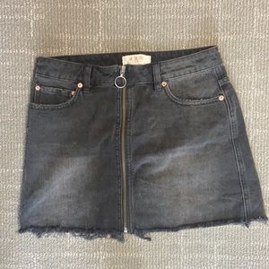 Black denim mini skirt